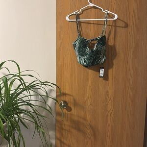 Derek Lam swim top. LG. Palm print